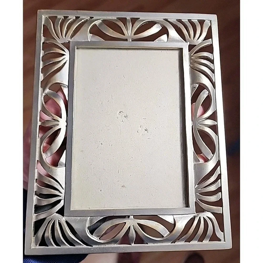 Burnes Of Boston Elegant Metal Silver-Tone Photo Frame Holds 3.5